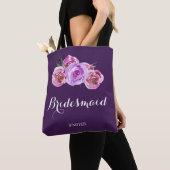 Waterverf paarse pruim boeket bruiloft bruidsmeisj tote bag (Dichtbij)