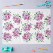 Waterverf paarse pruim en mauve pioen rozen tissuepapier (Craft)
