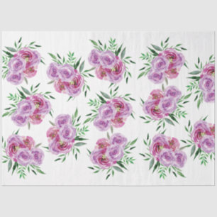 Waterverf paarse pruim en mauve pioen rozen tissuepapier