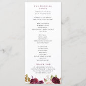 Waterverf paarse pruim en perzik bloemenbruiloft programmakaart (Achterkant)