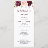 Waterverf paarse pruim en perzik bloemenbruiloft programmakaart (Voorkant)