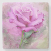   Waterverf Paarse Roos Floral Stenen Onderzetter (Voorkant)