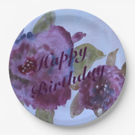 Waterverf Paarse Roos Papieren Borden Papieren Bordje