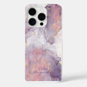 Waterverf Paarse Roze Alcohol Inktgouden glitter C iPhone 16 Pro Hoesje