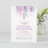 Waterverf paarse roze avond ontvangst kaart (Staand voorkant)