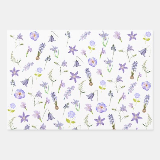 Waterverf Paarse roze bloemblaadjes Boho Inpakpapier Vel (Voorkant)