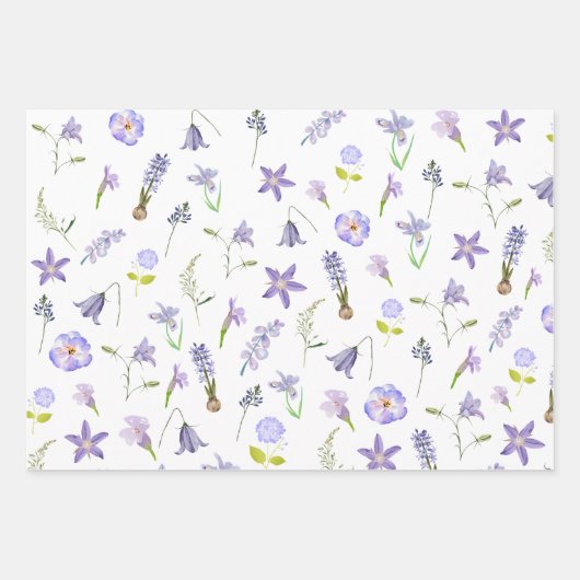 Waterverf Paarse roze bloemblaadjes Boho Inpakpapier Vel (Voorkant 2)