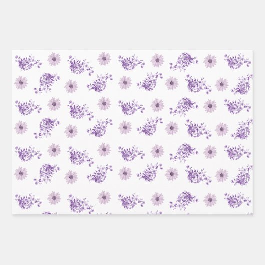 Waterverf Paarse roze bloemblaadjes Boho Inpakpapier Vel (Voorkant)