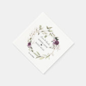 Waterverf Paarse Roze Bloemen Bladeren Bruiloft   Servet (Hoek)