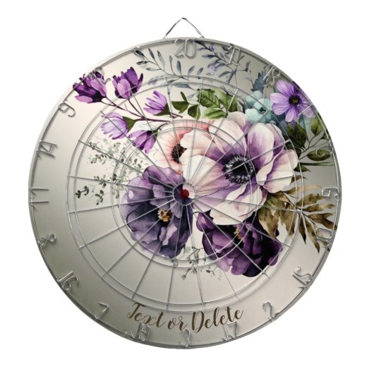 Waterverf Paarse Roze Bloemen Golden Elegant Dartbord (Voorkant)