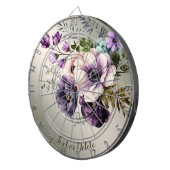 Waterverf Paarse Roze Bloemen Golden Elegant Dartbord (Voorkant Rechts)