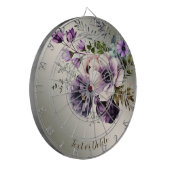 Waterverf Paarse Roze Bloemen Golden Elegant Dartbord (Voorkant Links)