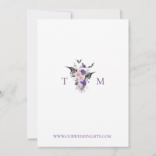 waterverf paarse roze bloemen Halloween bruiloft Kaart (Achterkant)