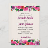 Waterverf Paarse roze bloemen Kaart (Voorkant / Achterkant)