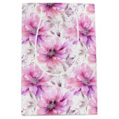 Waterverf Paarse Roze Bloemen Lentepatroon Medium Cadeauzakje (Voorkant)