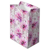 Waterverf Paarse Roze Bloemen Lentepatroon Medium Cadeauzakje (Achterkant Gekanteld)