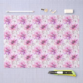 Waterverf Paarse Roze Bloemen Lentepatroon Tissuepapier (Craft)