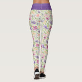 Waterverf Paarse roze bloemmotief Leggings (Achterkant)