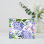 Waterverf Paarse, roze en blauwe tuinbloemen Briefkaart (Staand voorkant)