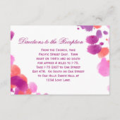 Waterverf Paarse Roze Huwelijksreceptiekaarten Informatiekaartje (Achterkant)