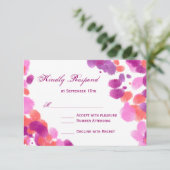 Waterverf Paarse roze koraalridkaarten voor RSVP-k RSVP Kaartje (Staand voorkant)