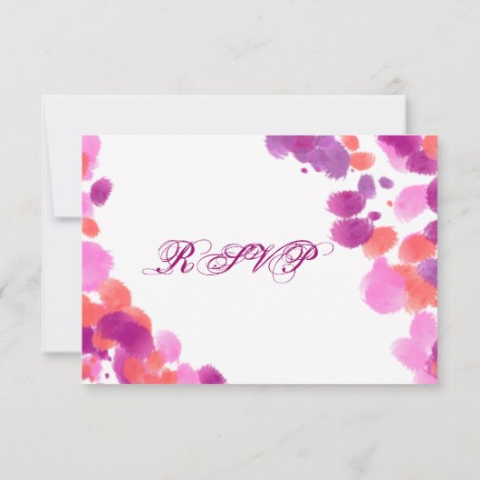 Waterverf Paarse roze koraalridkaarten voor RSVP-k RSVP Kaartje (Achterkant)