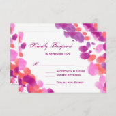 Waterverf Paarse roze koraalridkaarten voor RSVP-k RSVP Kaartje (Voorkant / Achterkant)