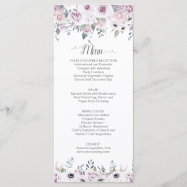Waterverf Paarse & Roze Rozen Groene Huwelijksdeco Menu