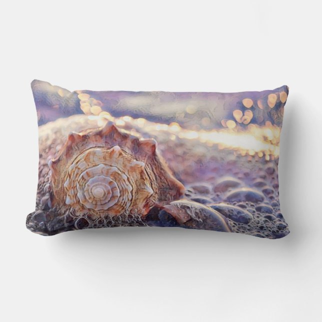  Waterverf Paarse Roze Seashell Kussen (Voorkant)