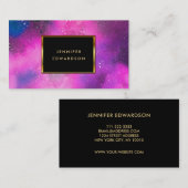 Waterverf paarse roze splatter splash gouden lijst visitekaartje (Voorkant / Achterkant)