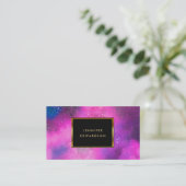 Waterverf paarse roze splatter splash gouden lijst visitekaartje (Staand voorkant)