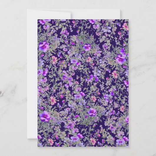 Waterverf Paarse-roze wilde bloemenvrijgezellenfee Kaart (Achterkant)