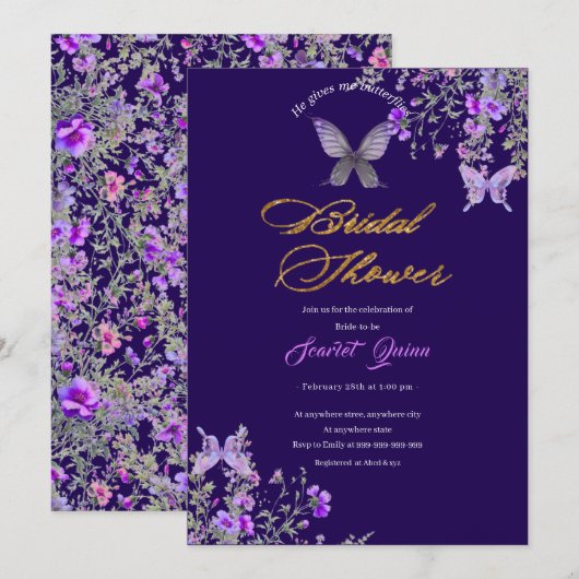 Waterverf Paarse-roze wilde bloemenvrijgezellenfee Kaart (Voorkant / Achterkant)