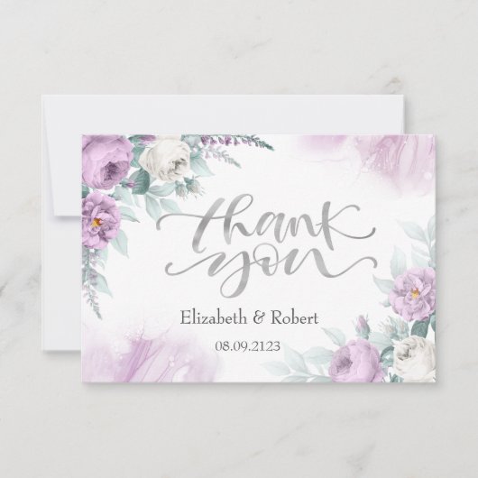 Waterverf Paarse Rozen Bedankkaart (Voorkant)
