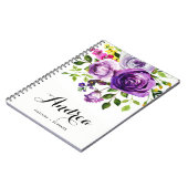 Waterverf Paarse Rozen Botanisch Gepersonaliseerd Notitieboek (Linkerzijde)