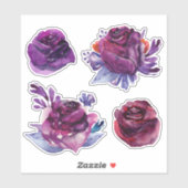 Waterverf paarse rozen. Boxisch floraal Sticker (Vel)