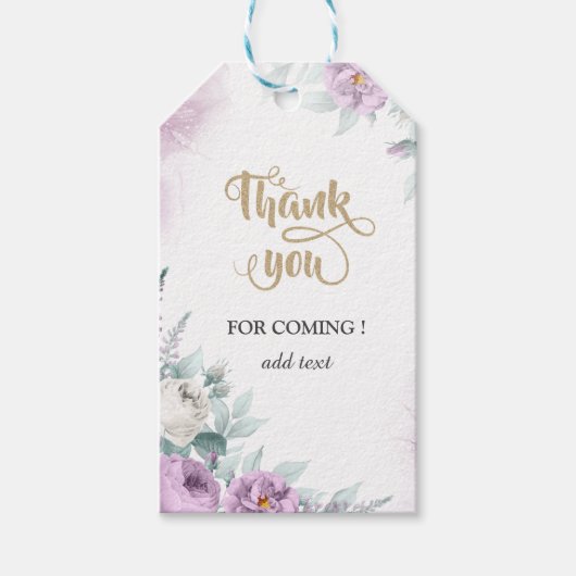 Waterverf Paarse Rozen Cadeaulabel (Voorkant)