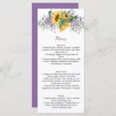 Waterverf Paarse Rozen en Greenery Wedding Menu (Voorkant / Achterkant)
