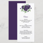 Waterverf Paarse Rozen en groen bruiloft Menu (Voorkant / Achterkant)