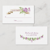 Waterverf Paarse Rozen en groene plaatskaarten Plaatskaartje (Voorkant / Achterkant)