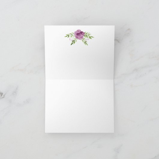 Waterverf Paarse Rozen groen dank u kaart (Binnen)