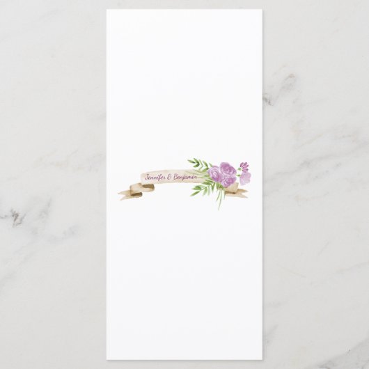 Waterverf Paarse Rozen Groen Menu Kaarten (Achterkant)