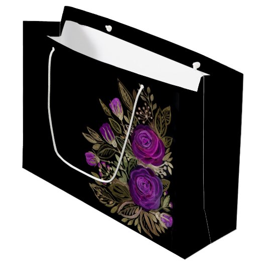 Waterverf Paarse rozen Groot Cadeauzakje (Voorkant Gekanteld)