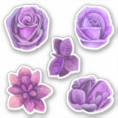 Waterverf paarse rozen. Lila bloem Sticker (Voorkant)