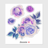 Waterverf paarse rozen. Lila bloemen. Lavendel Sticker (Vel)