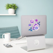 Waterverf paarse rozen. Lila bloemen. Lavendel Sticker (Laptop op bureau)