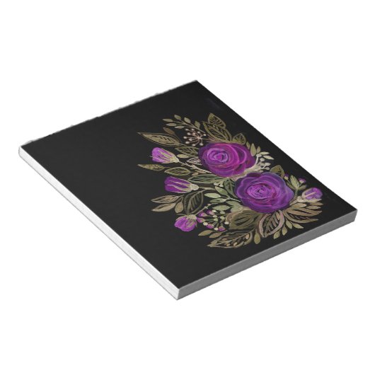 Waterverf Paarse rozen Notitieblok (Schuin)