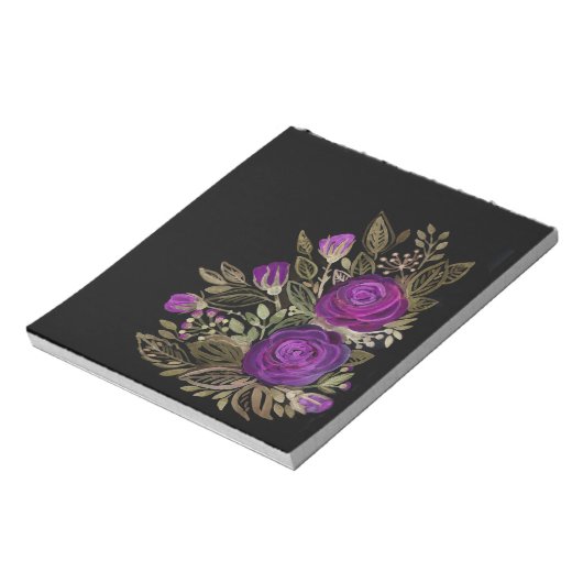 Waterverf Paarse rozen Notitieblok (Linkerzijde)