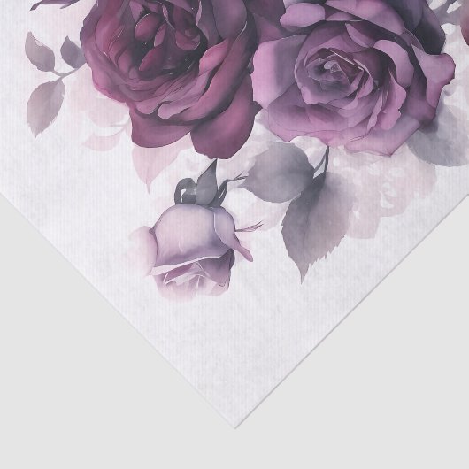 Waterverf Paarse rozen Tissuepapier (Detail)
