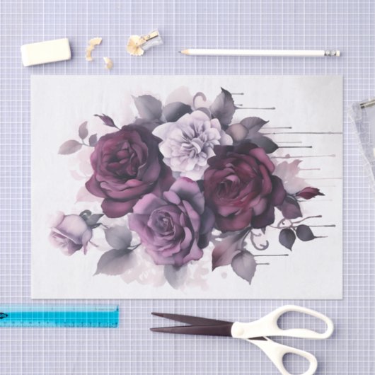 Waterverf Paarse rozen Tissuepapier (Craft)